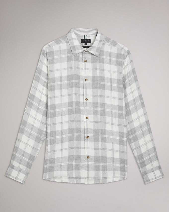 Chemises Ted Baker Long Sleeve Check Flannel Grise Clair Homme | DNL-79626530